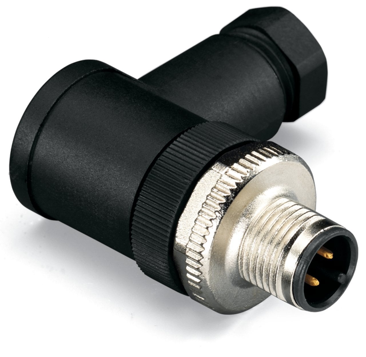 Fitted pluggable connector; 5-pole; M12 plug, right angle; Spring