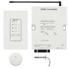 RadioRA 2 thermostat package, includes 1 HVAC controller, 1 seeTemp wall display, 1 wireless temperature sensor, and 1 wired return air duct sensor, in White finish, for Canada
