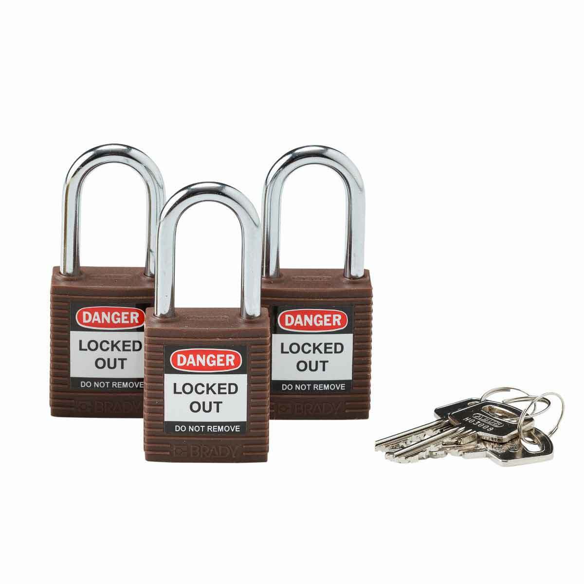 BRADY SAFETY LOCK BROWN KA 3/PK