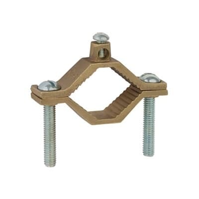 Cast Bronze Ground Clamp for Wire Range 10 - 2, Water Pipe Size 1 1/4 - 2
