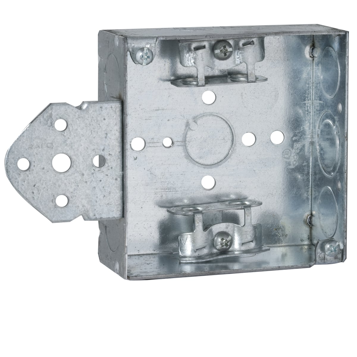 4 In. Sq. Brkt. Bx. 1-1/2 In. Dp. Welded with AC/MC/Flex Clamps, 600V,B,Flush