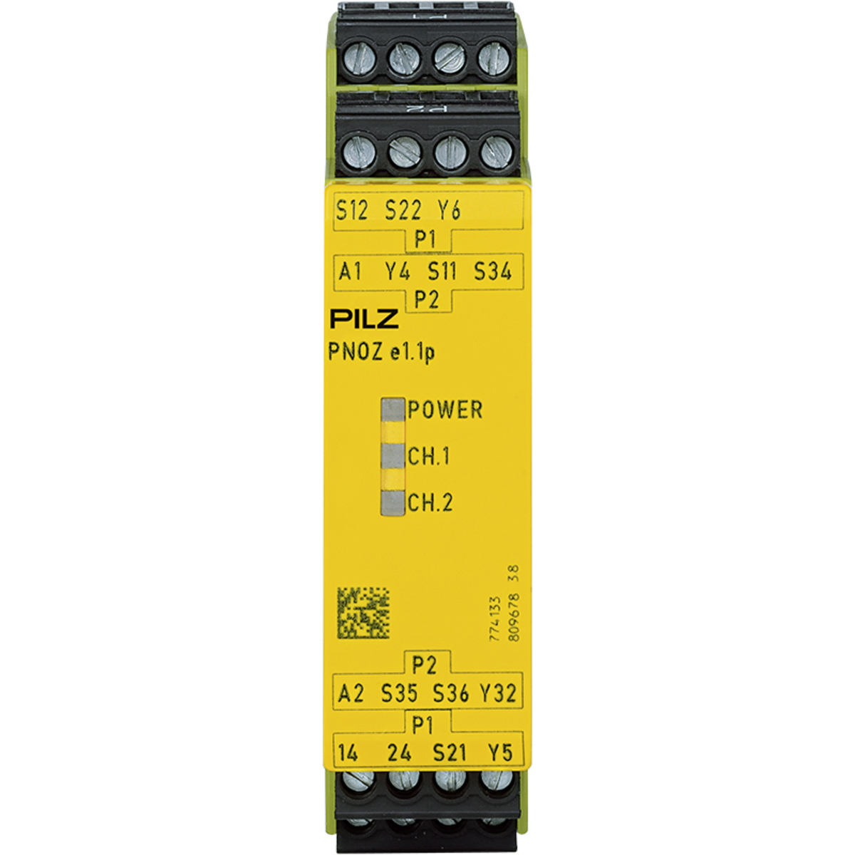 Safety Relay, 1/2-Channel Wiring with/without Detection of Shorts Across Contacts, 2 Safety Outputs, 1 Auxiliary Output in SC Technology, Automatic/Monitored Start, UB = 24 VDC, 22.5mm, Plug-in Terminals of Screw Type, Connection Between Several Devices, Monitoring of E-STOP, Safety Gates, Feedback Loop