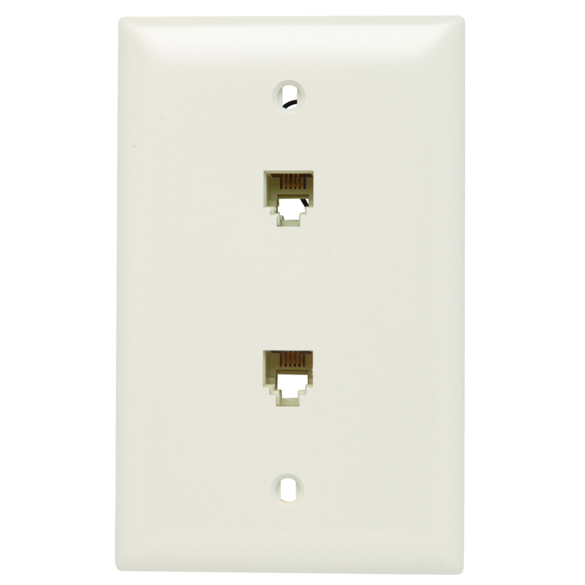 Single gang, two modular four conductor RJ11 telephone jacks with ...