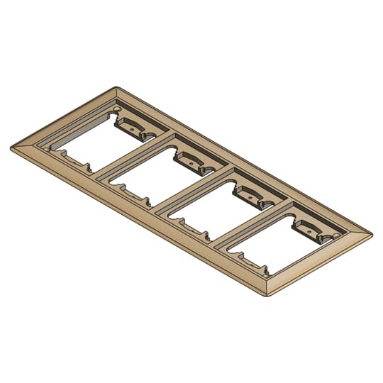 Four Gang Carpet Plate for Floor Boxes for Power and Communications, Length 13-5/8 Inches, Width 6-1/8 Inches, Brass