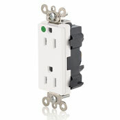 15 Amp, 125 Volt, Modular Receptacle, Narrow Body, Decora Plus, Hospital Grade, White