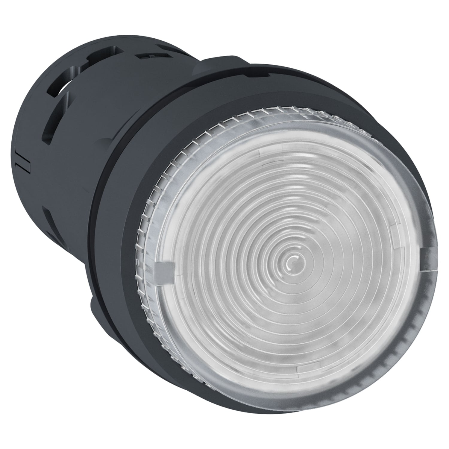 Monolithic illuminated push button, Harmony XB7, plastic, clear, 22mm, integral LED, spring return, 24V AC DC, 1NO