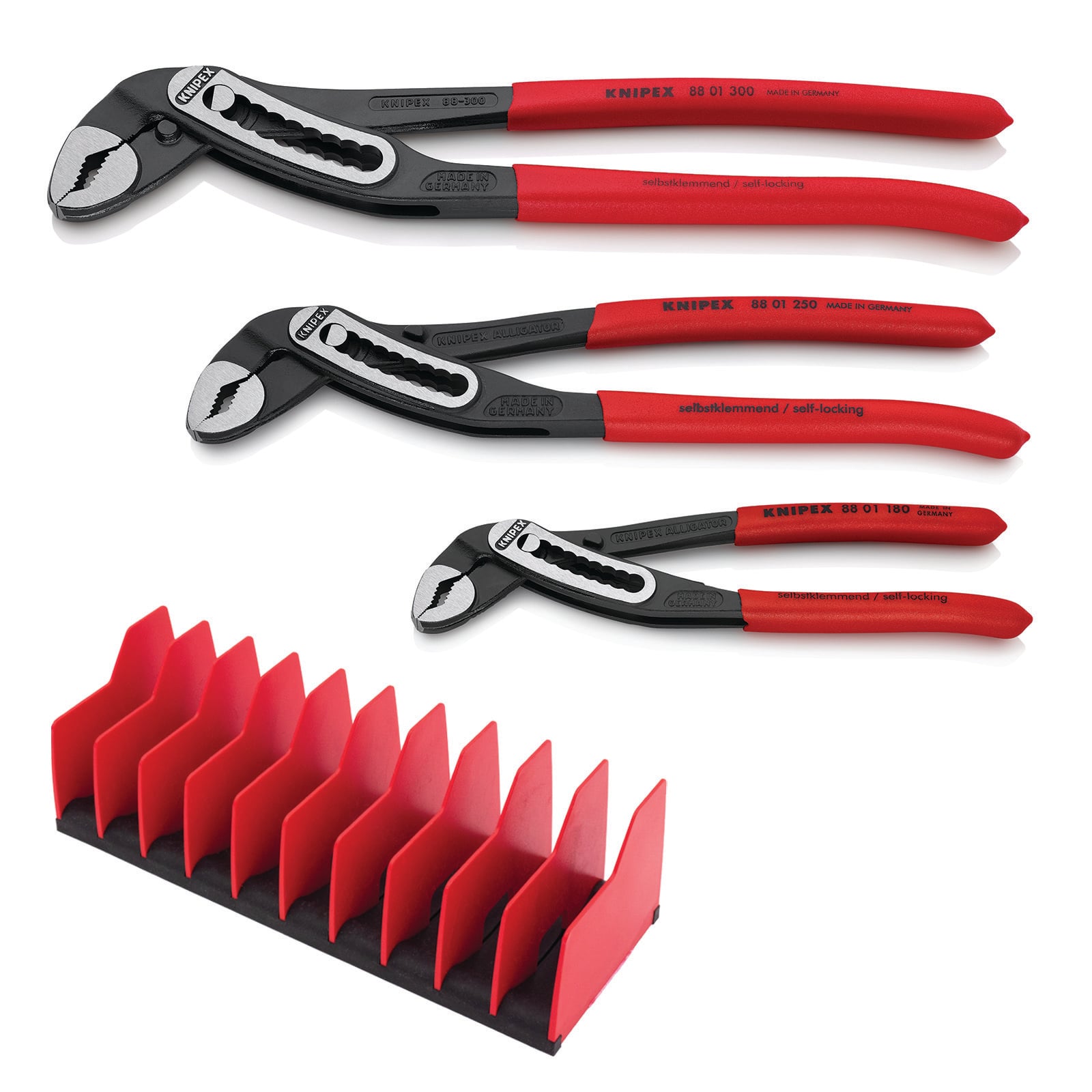 3 Pc Alligator Pliers Set with 10 Pc Tool Holder