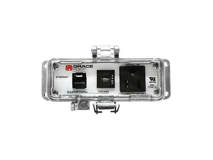 PANEL INTERFACE CONNECTOR WITH CAT 5E ETHERNET, PMH, UL TYPE 12, SIMPLEX OUTLET, 3 AMP CIRCUIT BREAKER