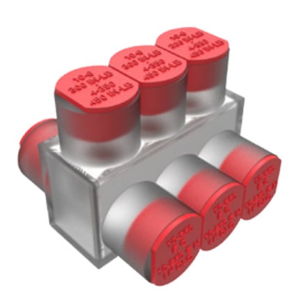 Aluminum UNITAP, Double Sided Entry, #10-250 Class B & C ,#10-3/0 Class G,H,I,K, DLO, 6 PORT