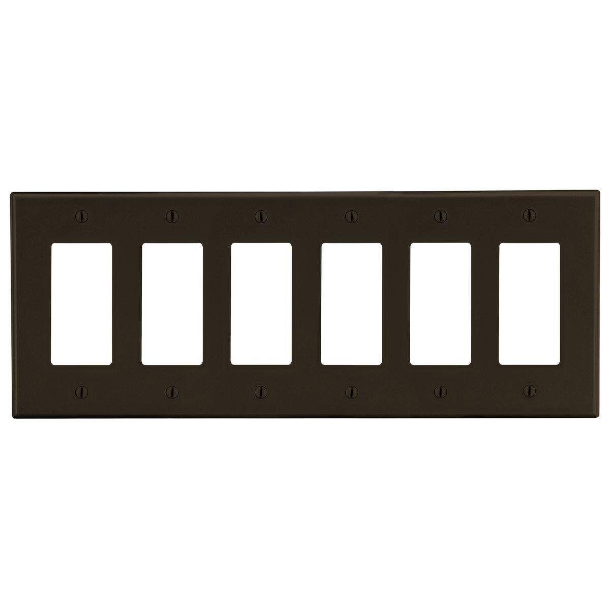 Wallplate, 6-Gang, 6) Decorator, Brown