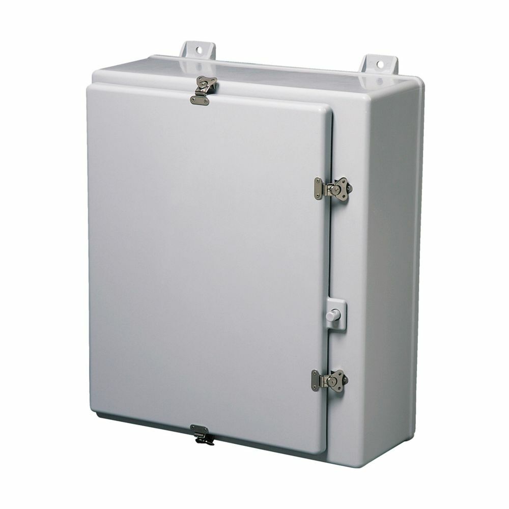 Eaton B-Line series wall mounted panel enclosure, 51.29" height, 13.79" length, 36.62" width, NEMA 4X, Hinged cover, 4XF enclosure, Wall mount, Medium single door, External mounting feet, Fiberglass, Seamless poured in-place gasket