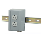 DIN Rail Utility Box, Complete Unit- Duplex Receptacle, 1) 15A 125V, 2-Pole 3-Wire Grounding, 5-15R, Gray.