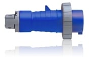 20 Amp, 250 Volt, IEC 309-1 & 309-2, 2P, 3W, North American-Rated Pin & Sleeve Plug, Industrial Grade, IP67, Watertight - Blue
