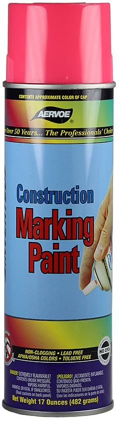 Construction Marking Paint, Fluorescent Pink, 20 oz. Aerosol, 17 oz. net weight