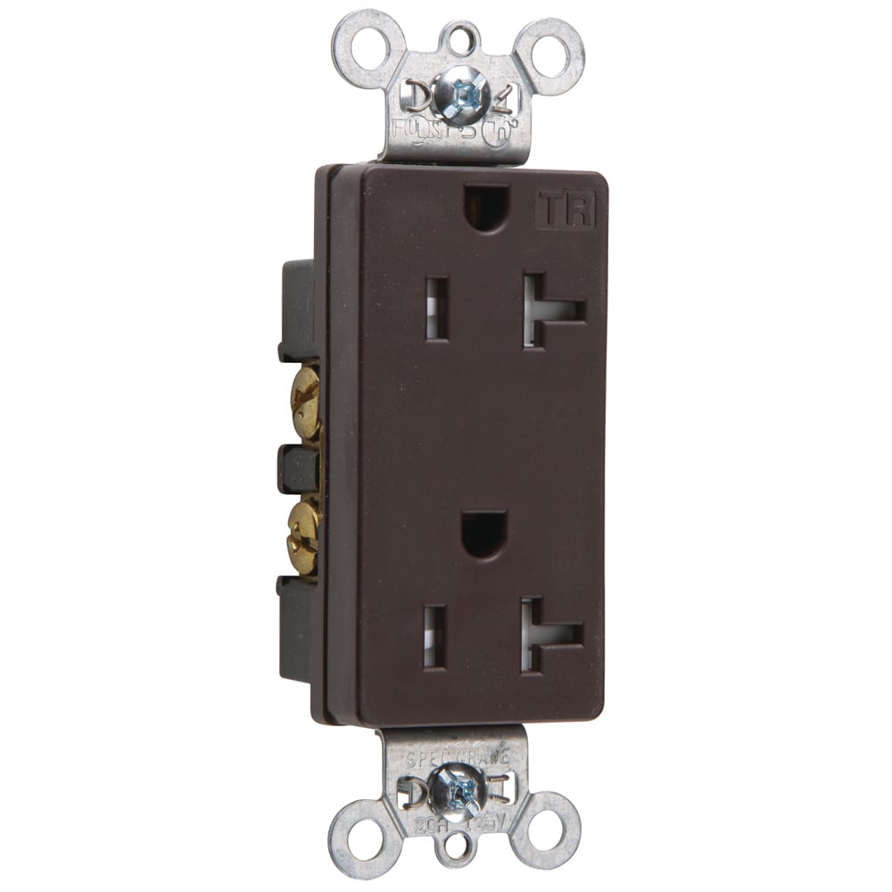 Tamper-Resistant Heavy-Duty Decorator Spec Grade Duplex Receptacle Back and, Side Wire 20amp 125volt Brown