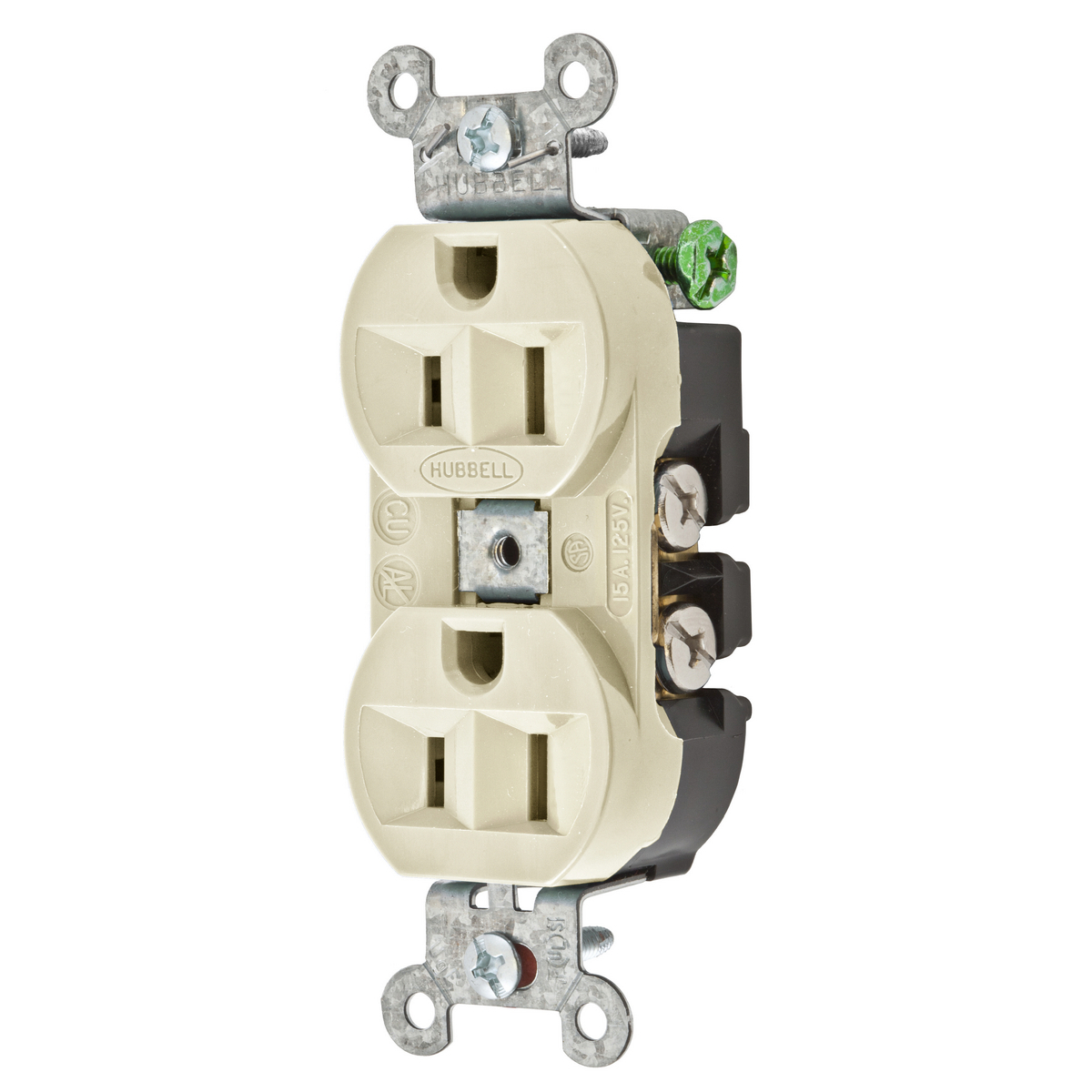Straight Blade Devices, Receptacles, Duplex, Commercial/Industrial Grade, 2-Pole 3-Wire Grounding, 15A 125V, 5-15R, Almond, Single Pack.