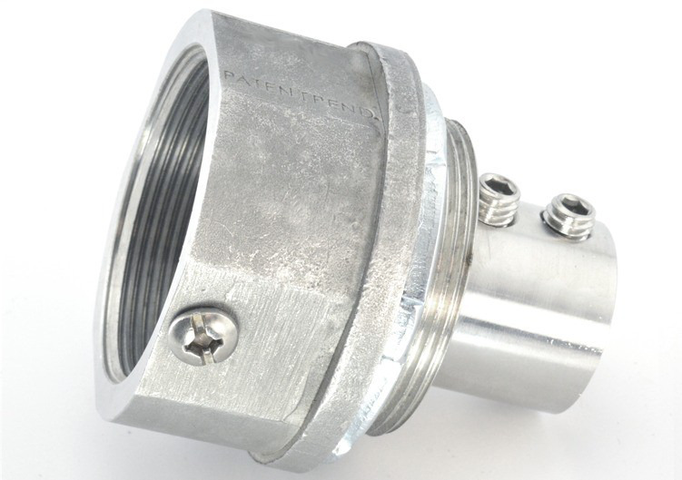 2" Stainless Steel grounding fitting with stainless steel set screws and steel locknut Buna N sealing ring.  NPT threads.