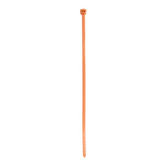 Miniature Cable Tie, Orange Polyamide (Nylon 6.6) for Temperatures up to 85 Degrees Celsius (185 F) for Indoor Applications, UL/EN/CSA62275 Type 2/21 Rated for AH-2 Plenum, Length of 104mm (4.1 Inches), Width of 2.5mm (0.1 Inches), Thickness of 0.9mm (0.035 Inches), Tensile Strength Rating of 80 Newtons (18 Pounds), 100 per Pack