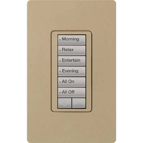RadioRA 2 Wall-mounted Keypad, 6-button with raise/lower in mocha stone