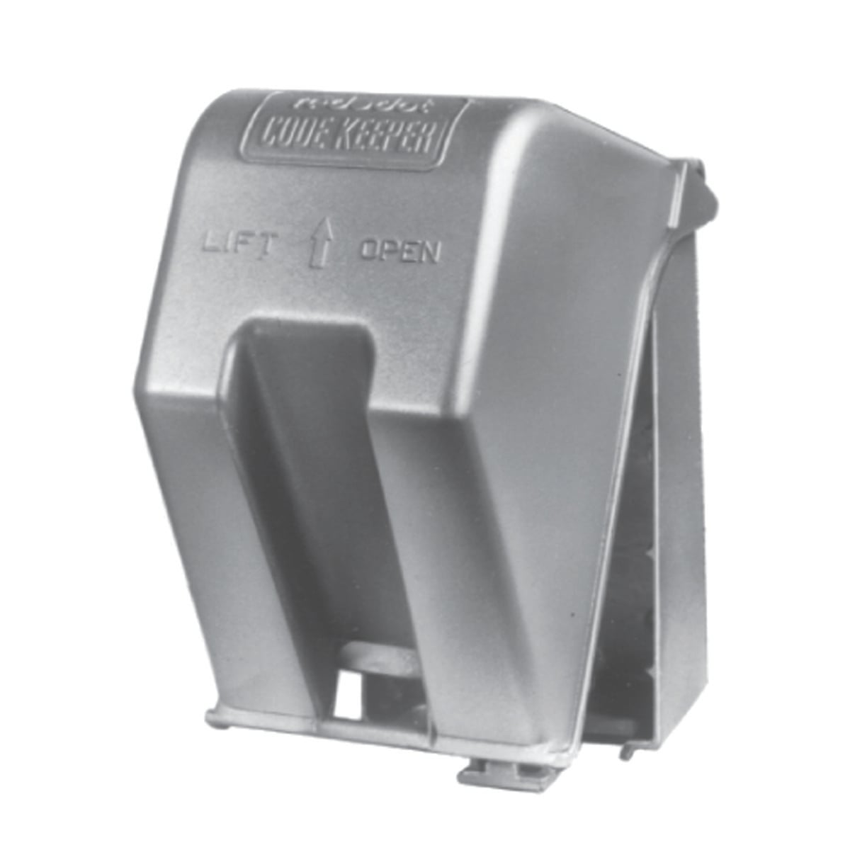 Single Gang Universal While-In-Use Large Vertical Cover, 4-3/4 Inch Internal Depth, Silver, Aluminum, For use with Single Receptacle up to 2-1/8 Inch Opening