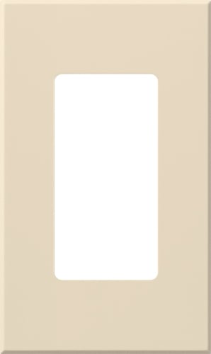 Nova T single-gang wallplate, small opening, no fins broken, in light almond