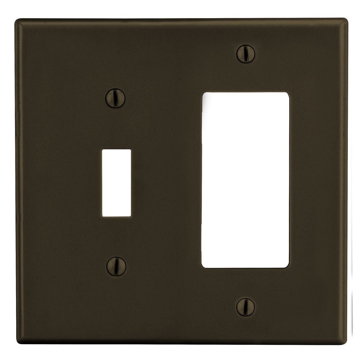 Wallplate, 2-Gang, 1) Toggle 1) Receptacle, Brown