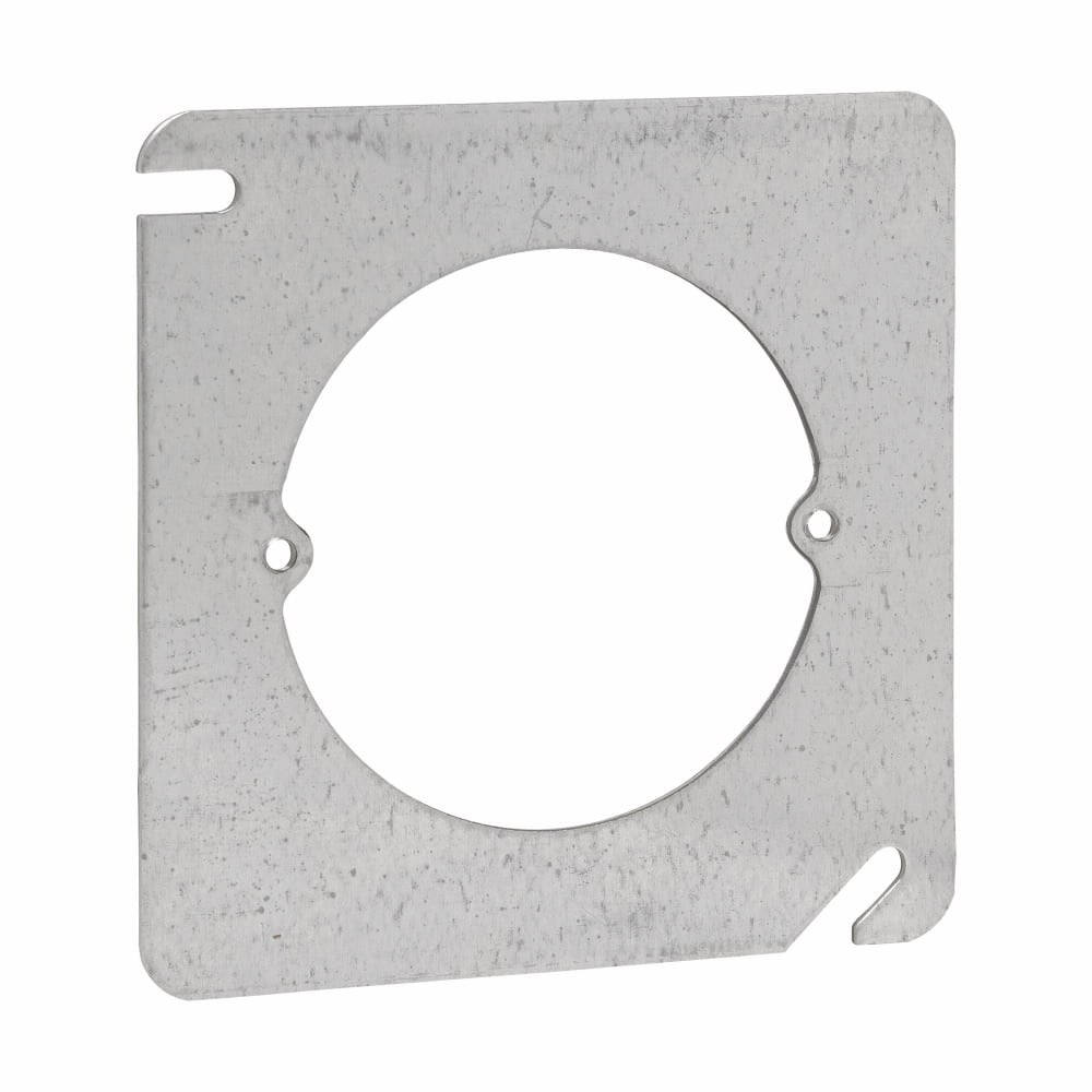 Eaton Crouse-Hinds series Square Cover, 4", Steel, Flat, open with ears 2-3/4"