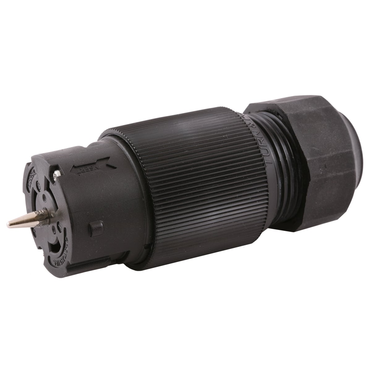 Locking Devices, Economy, Female Connector Body, 50A 3-Phase Delta 250V AC, 3-Pole 4-Wire Grounding, Non-NEMA, Screw Terminal, Black