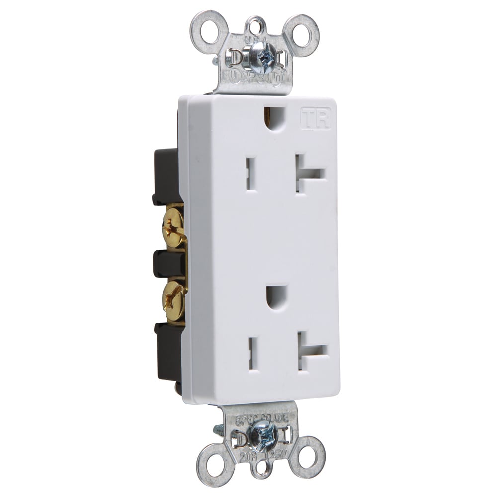 Tamper-Resistant Heavy-Duty Decorator Spec Grade Duplex Receptacle Back and, Side Wire 20amp 125volt White