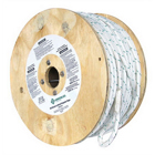 Double-Braided Composite Rope for Cable Pullers, 300' length with 1,200 pound Maximum Rated Capacity.  Double-braided inner core with an extra double-braided outer jacket for added strength and less stretch.  White with green tracer.  Rot and mildew resistant.  Factory spliced eyes at both ends.  Lowest stretch.  Select a rope with a maximum rated capacity that meets or exceeds the cable puller's maximum pulling force.