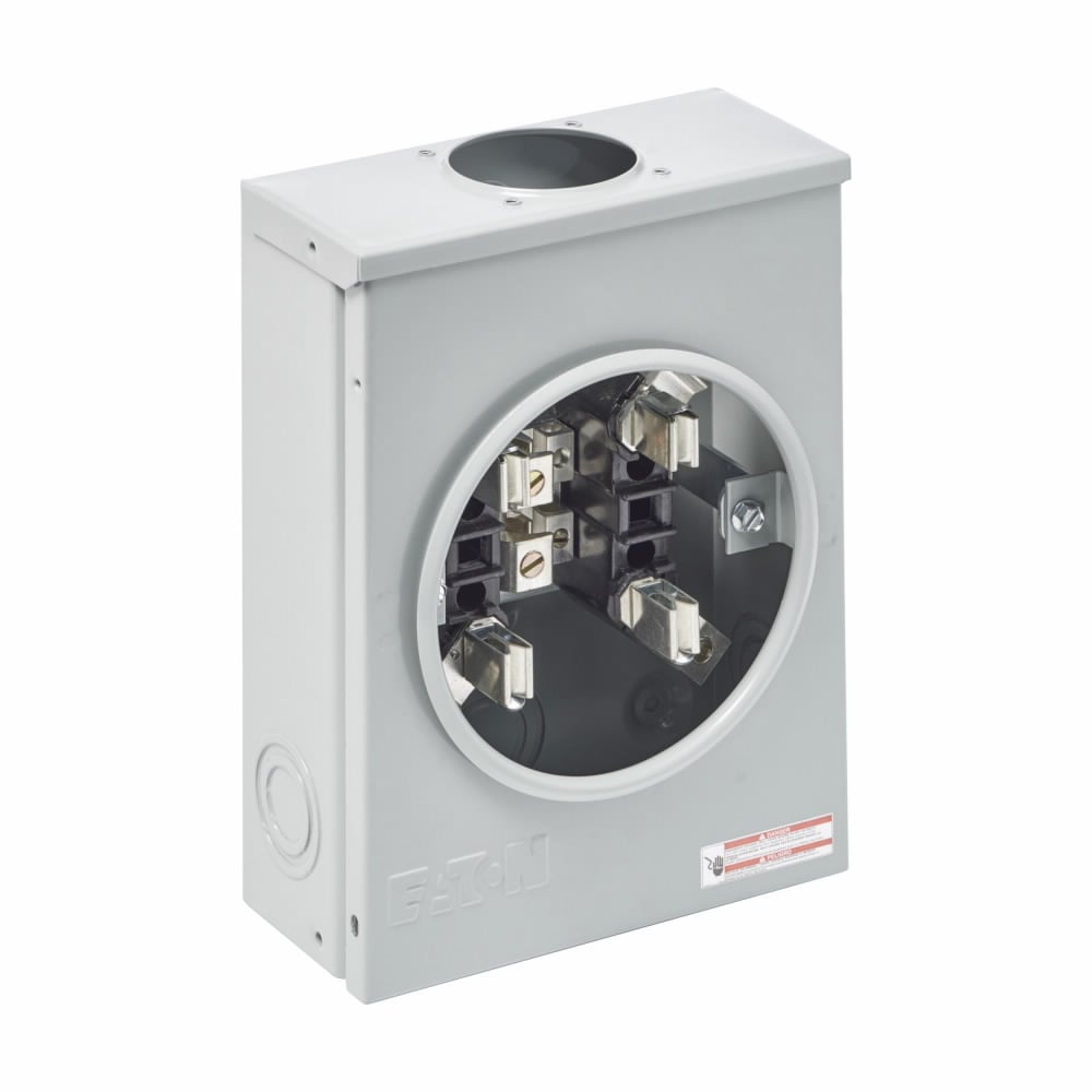 Eaton B-Line series single meter sockets, AW Hub top provision, 100 A, Both, 7 jaws, Ring type, 3, Steel, ANSI 61 paint, Side, 3 poles, 4 wires, #14 - 1/0 line lug size, #14 - 1/0 load lug size, None