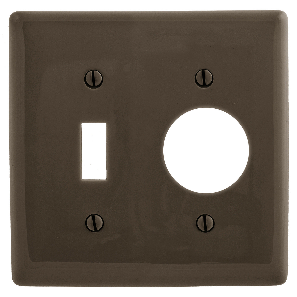 Wallplates, Nylon, 2-Gang, 1) Toggle, 1).406" Opening, Brown