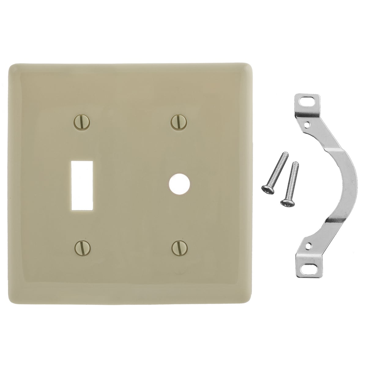 Wallplates, Nylon, 2-Gang, 1) Toggle, 1) .406" Opening, Ivory