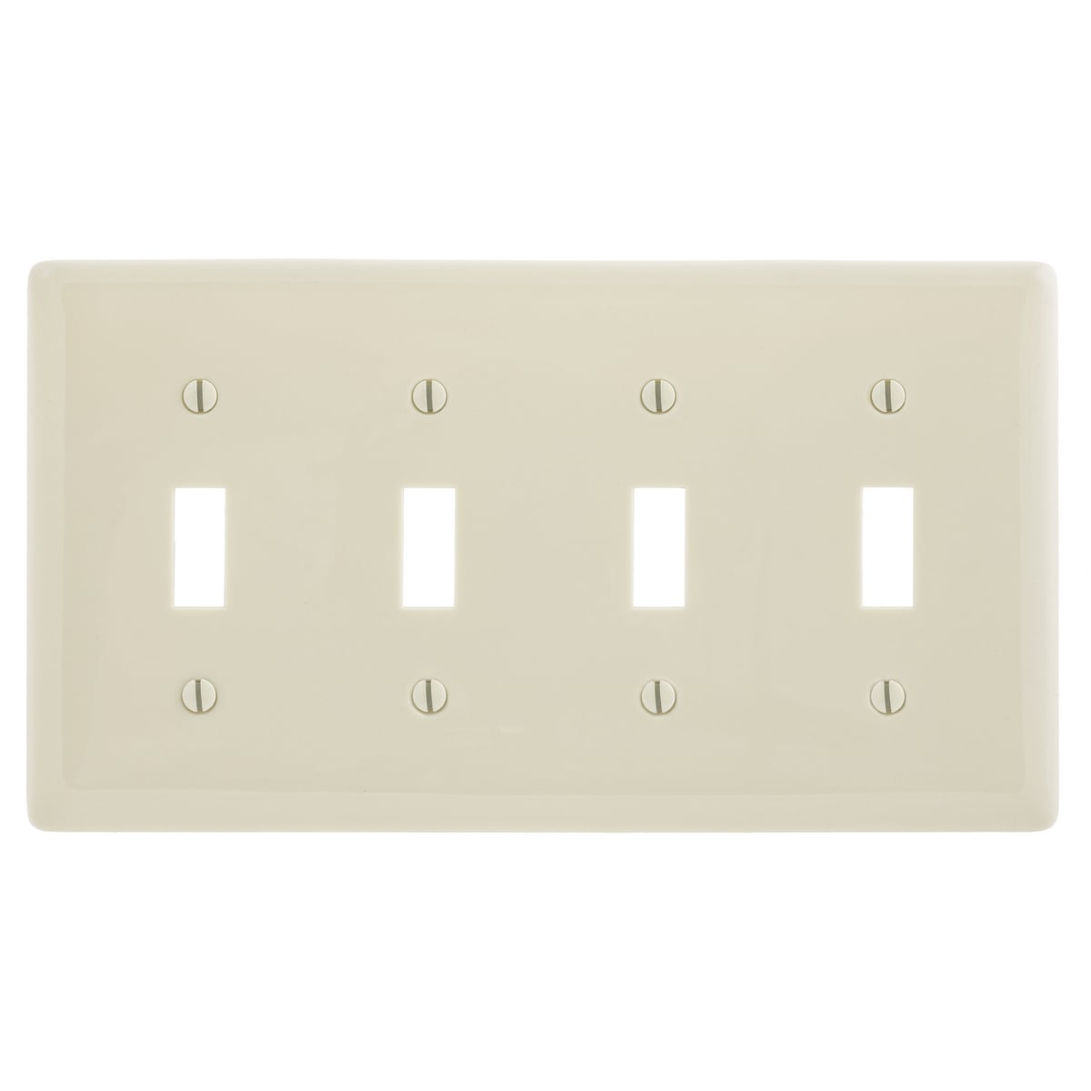 Wallplates and Box Covers, Wallplate, Nylon, 4-Gang, 4) Toggle, Light Almond