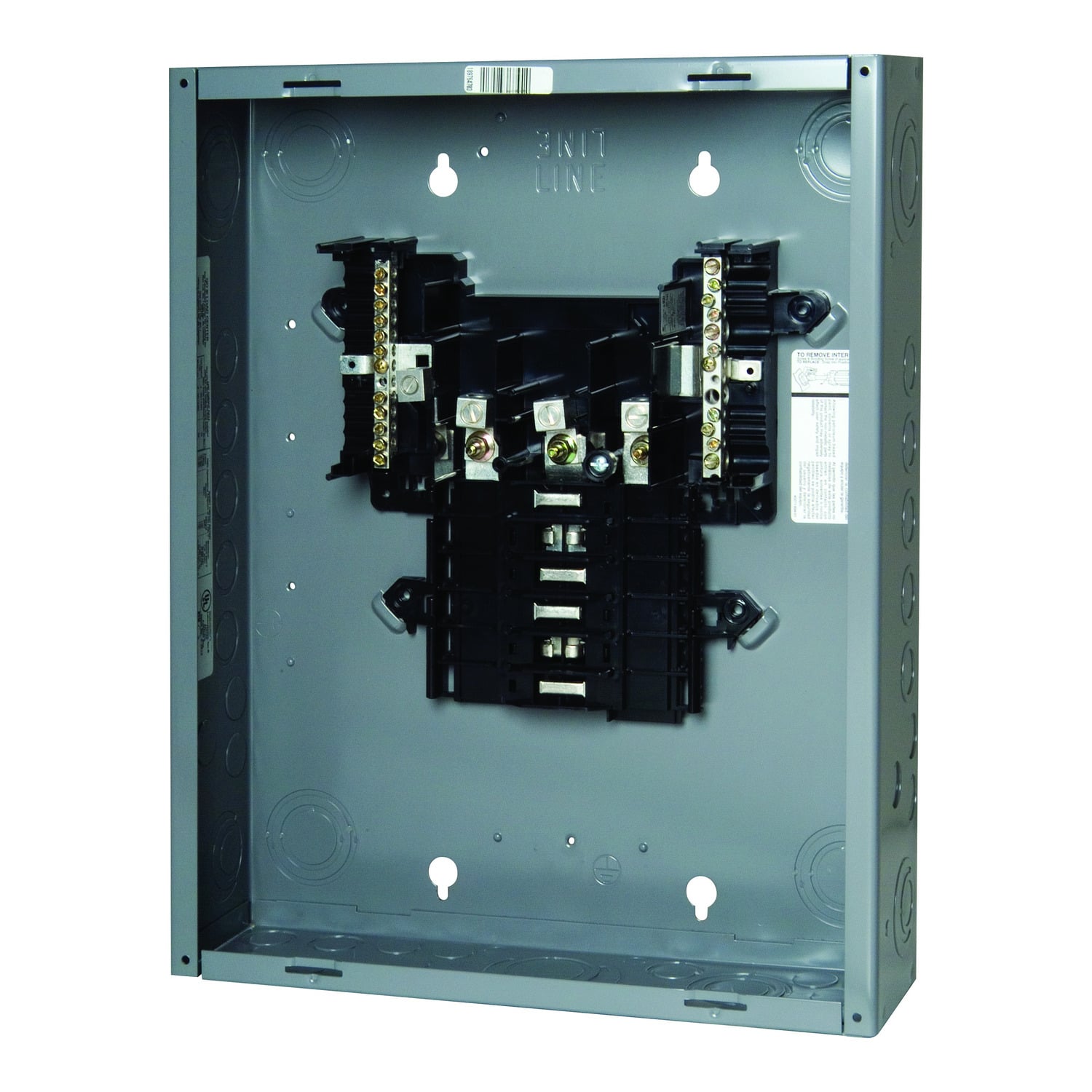 Load center, QO, 3 phase, 12 spaces, 12 circuits, 100A convertible main lugs, NEMA1, gnd bar, NYC current density