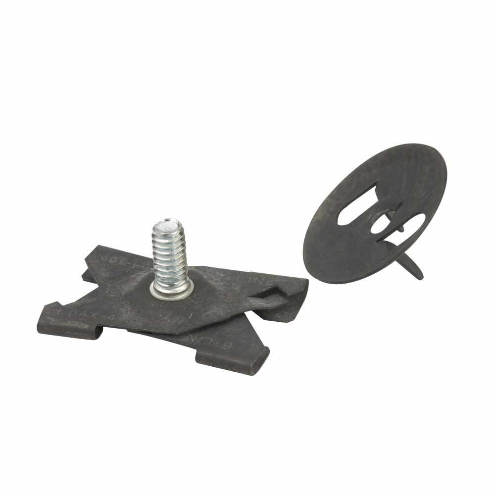 Eaton B-Line series acoustical tee and t-bar fasteners, Acoustical tee, 1" Height, 1" Length, 1" Width, 0.001lbs, Stud length: 1.5", T-bar scissor fasteners, 50 lbs load capacity