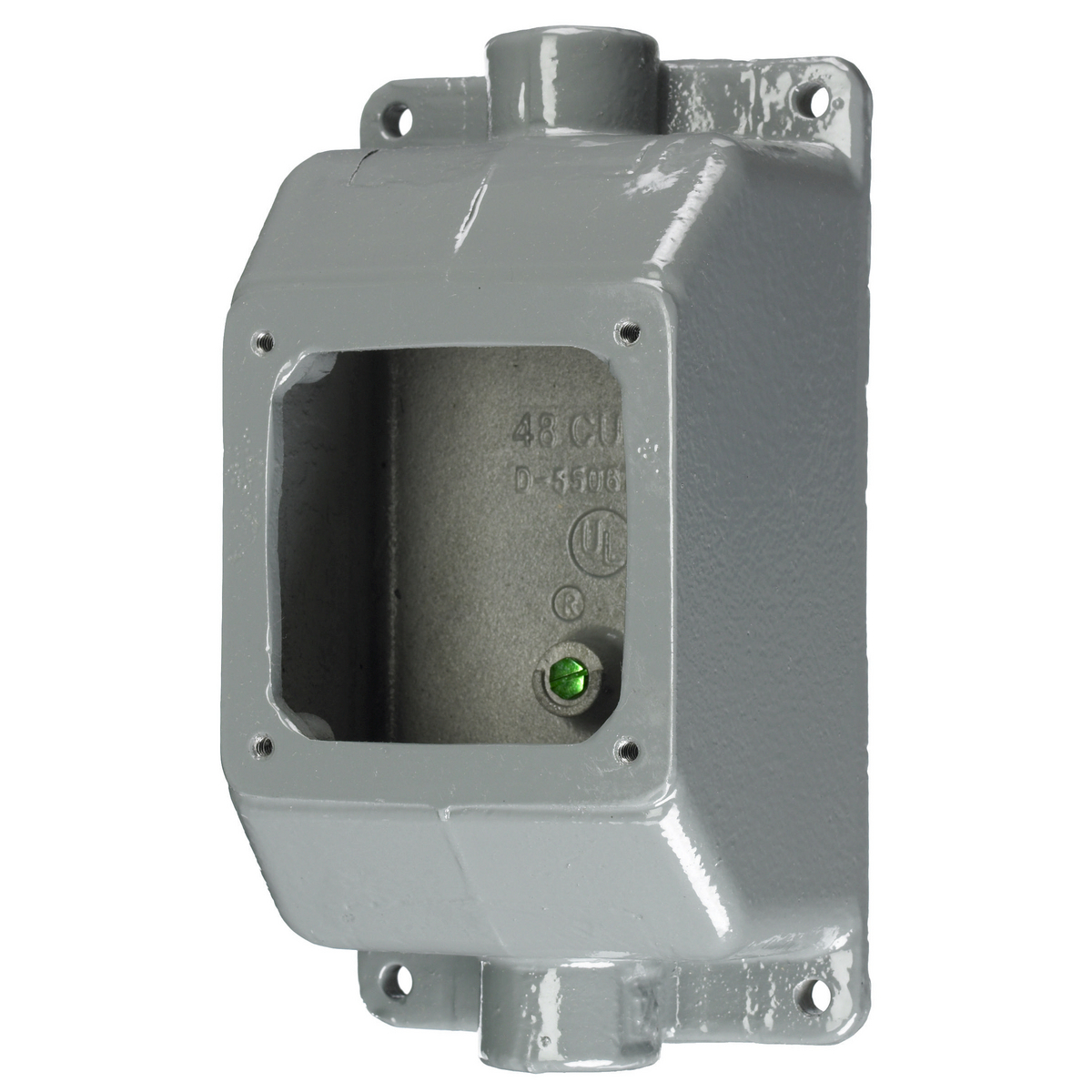 Heavy Duty Products, IEC Pin and Sleeve Devices, Accessory, Back Box, For 20A and 30A 3/4" NPT Hub, Feed Thru, Mounting Screws Included, Gray Cast Aluminum