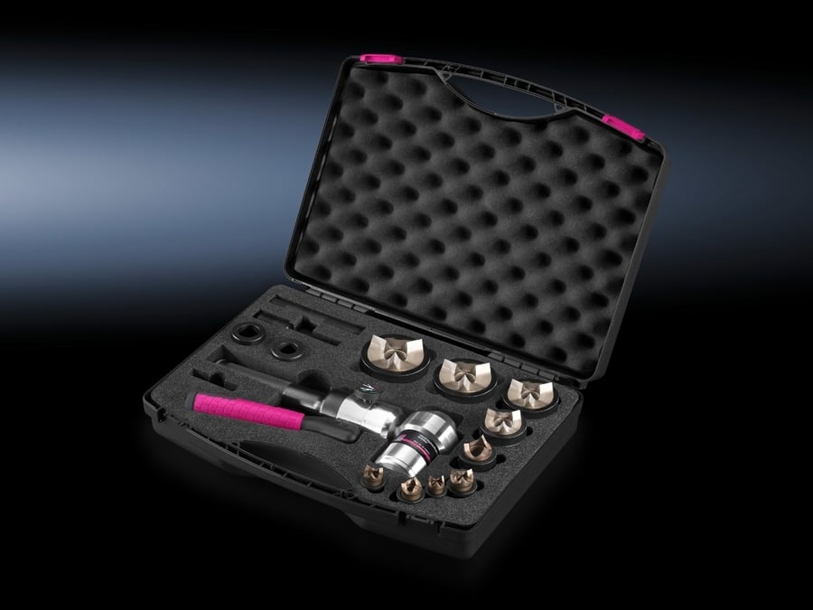 AS MANUAL HYDRAULIC; 9 PUNCH SET; 90DEG, WITH PLASTIC CASE, INCL. 9 PUNCHES PG 9-48 AND ACCESSORIES