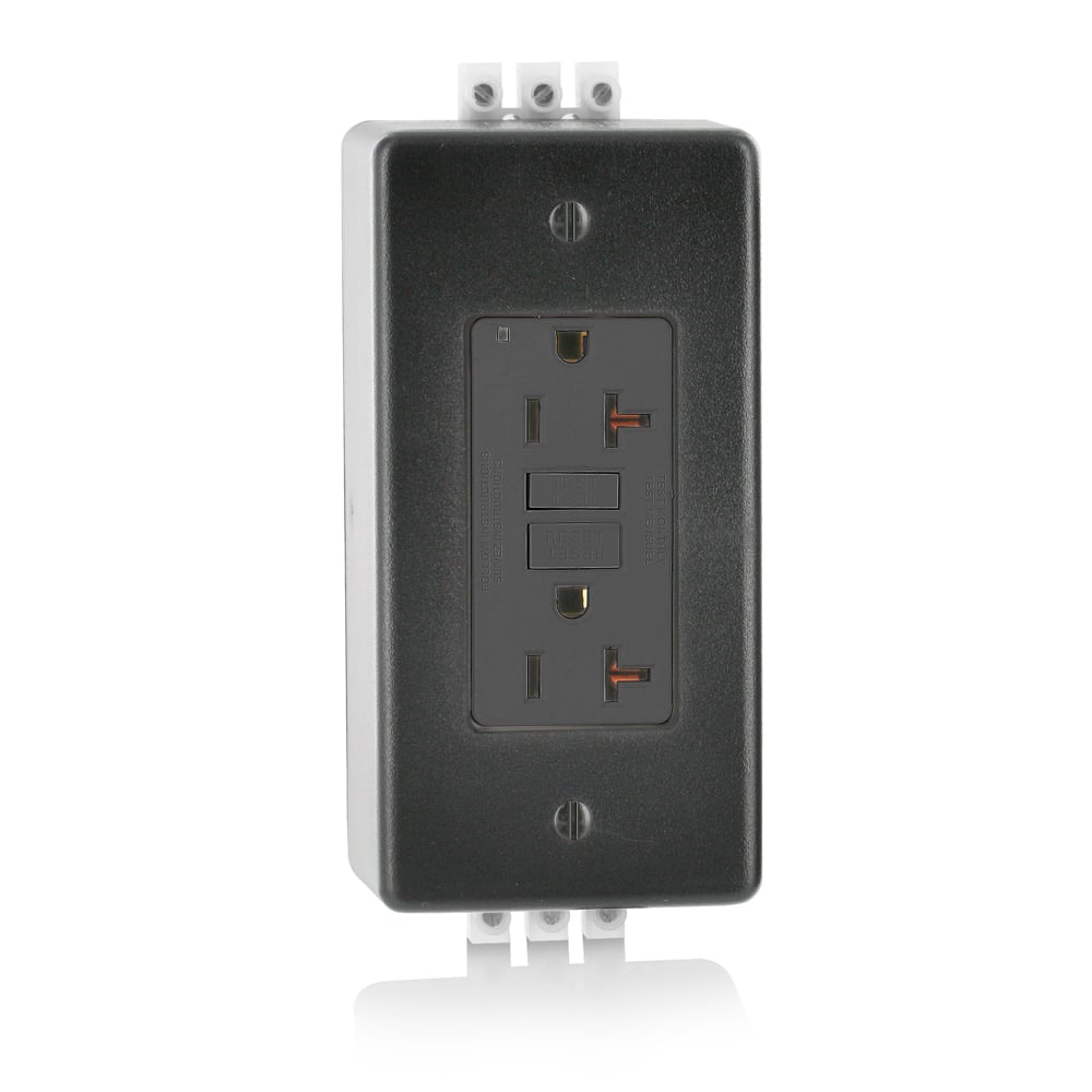 Din Rail Self Test GFCI Receptacle 20A-120V Ac Module  20A-120V Ac Feed Thru With Green Led Power Indicator Light. Din-rail Mountable.