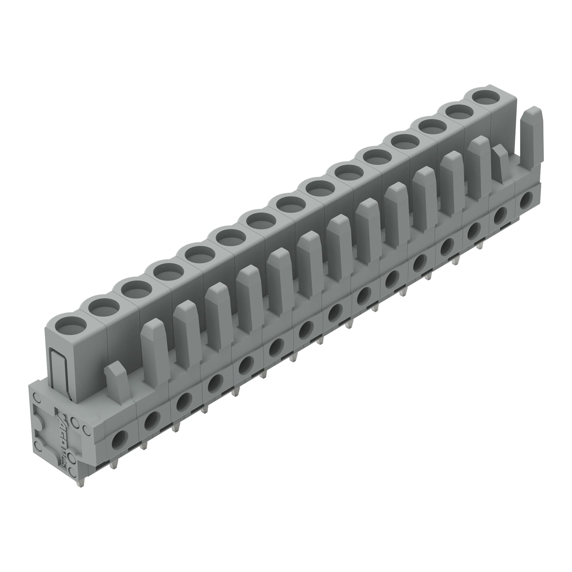 THT female header; straight; Pin spacing 5 mm; 15-pole; 0.6 x 1.0 mm solder pin; gray