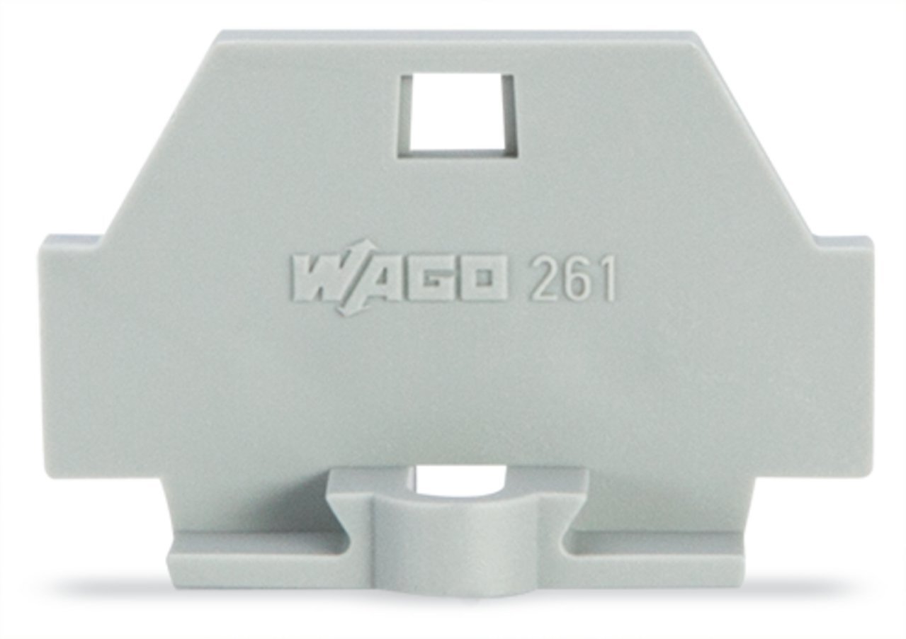 End plate; with fixing flange; gray