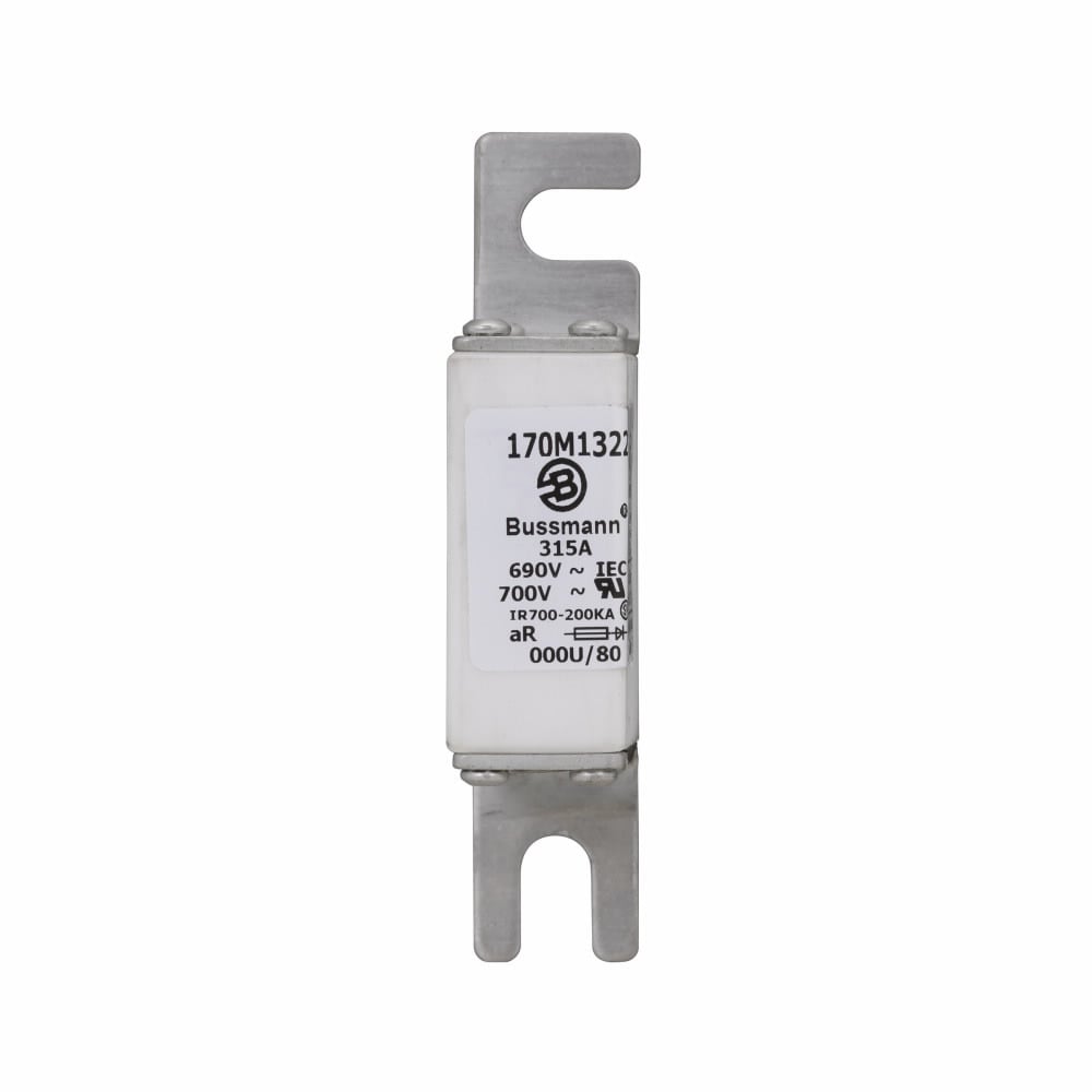 Eaton Bussmann series high speed square body fuse, 690V, 315A, 200 kAIC, None, Fuse, Blade end X blade end, Class aR, DIN 43 620