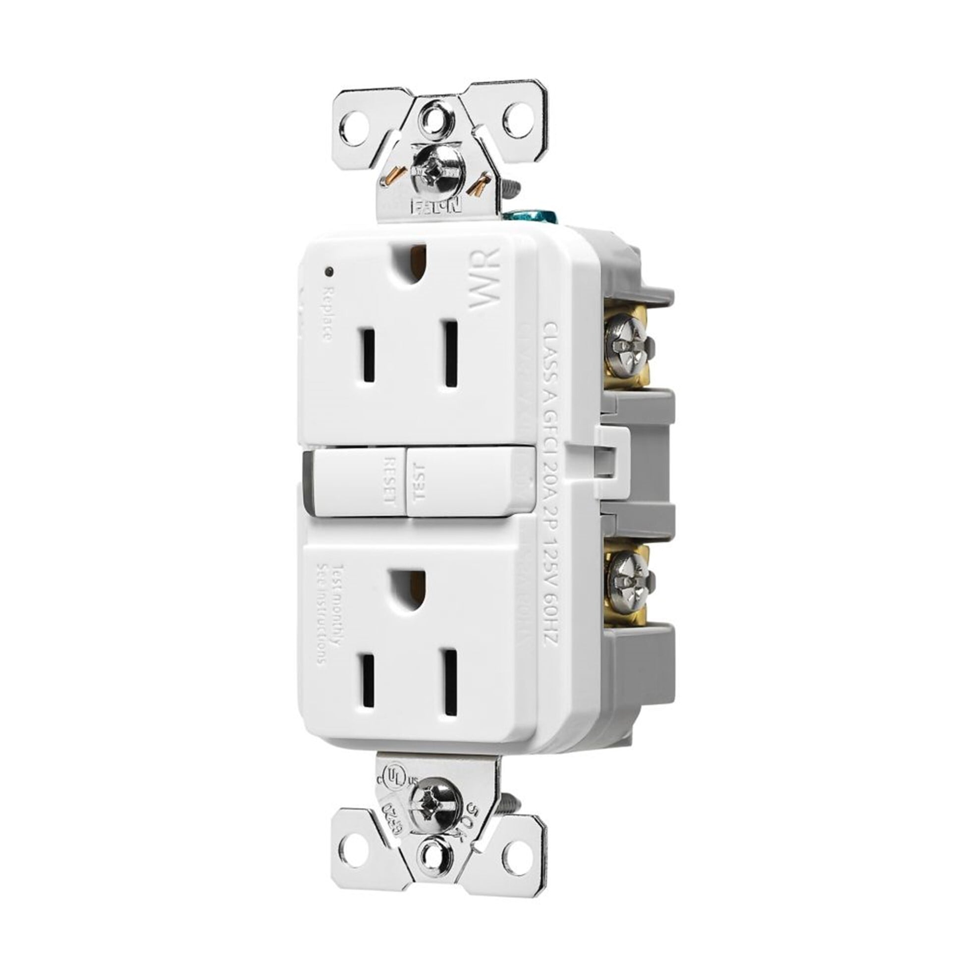 Eaton tamper and weather-resistant, self-test GFCI, 15A, 125V, White, Slim design
