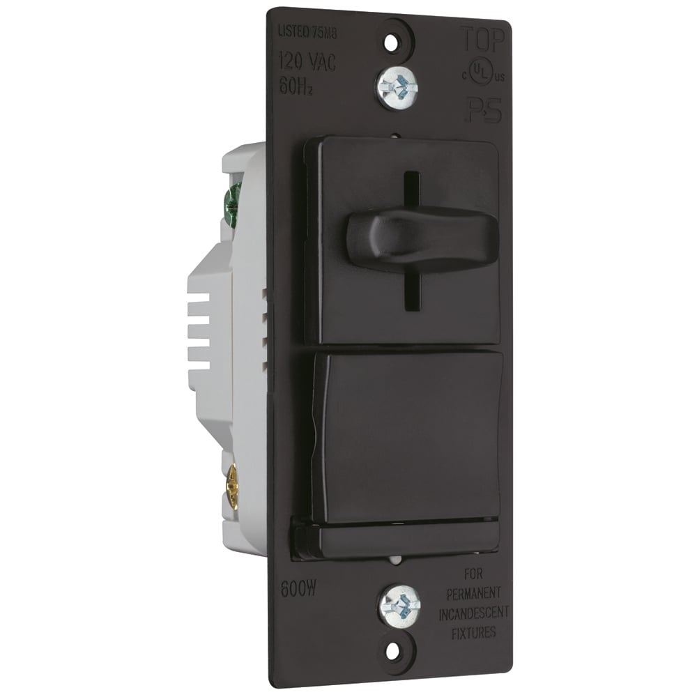 Incandescent Slide Dimmer, Preset 3way 600W, Black