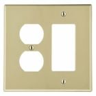 Hubbell Wiring Device Kellems, Wallplates and Box Covers, Wallplate,Non-Metallic, 2-Gang, 1) Duplex 1) Decorator, Ivory
