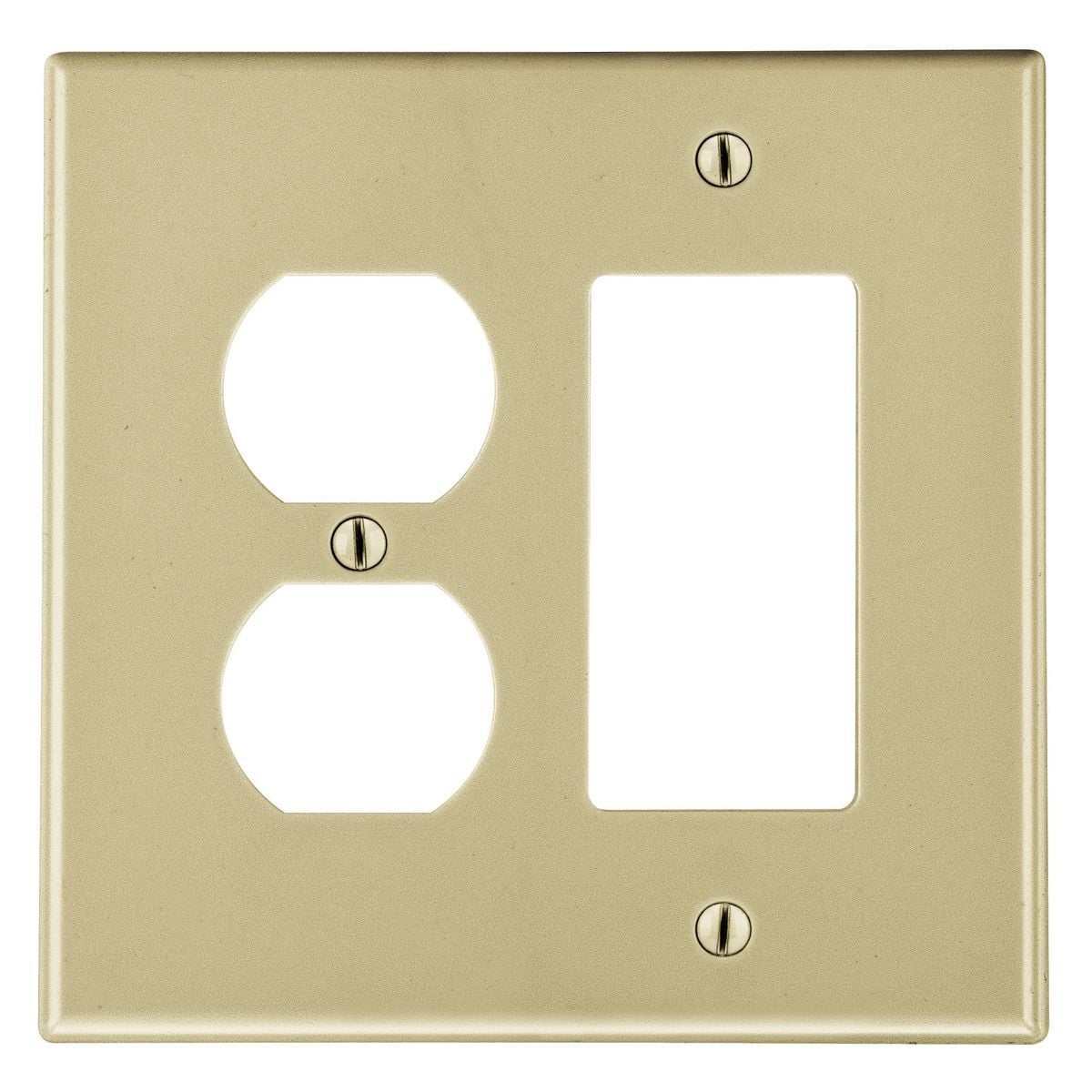 Wallplate, 2-Gang,  1) Duplex 1) Decorator, Ivory