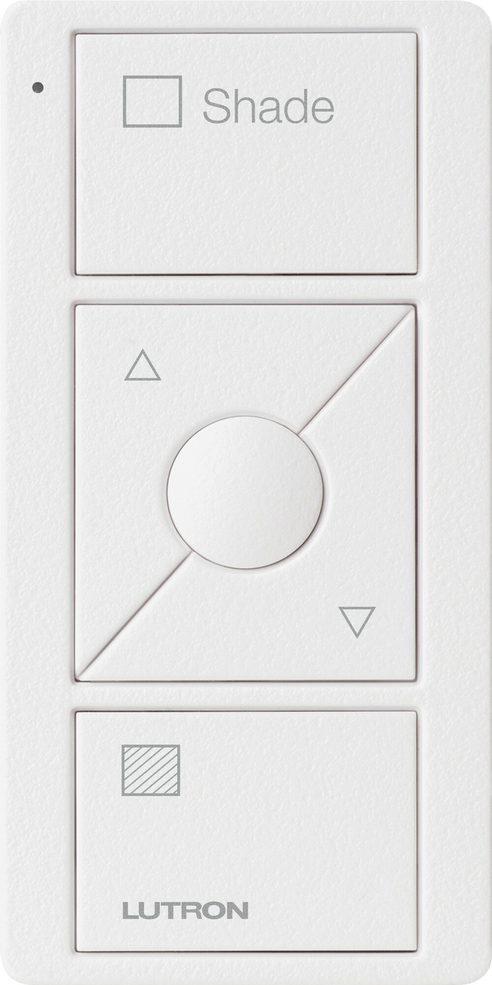 Lutron 3-Button with Raise/Lower and Preset, Pico Smart Remote, with Shade Icons and Text ("Shade") - Snow