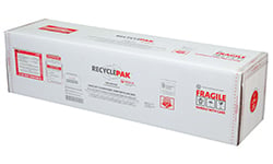 Dimensions: 12x12x48 Capacity: 68 T12 / 146 T8 4ft straight fluorescent lamps, 22 T12 or 32 T8 u-tube lamps, misc. 4ft T5 straight lamps. DO NOT EXCEED the UN rated weight of 66 lbs. Includes: UN rated, DOT approved container, inner corrugated tube, 5.5 mil vapor barrier liner, liner tie, velcro closures, instructions, terms and conditions, proof of purchase, prepaid return shipping with label, recycling and online certificate of acceptance for recycling. Notes: Inner corrugated tube required to be inserted inside of the liner. Restrictions: LED Lamps, Shielded Fluorescent Lamps and CFLs NOT ALLOWED in this container. Lower 48 contiguous states only. Not for export.