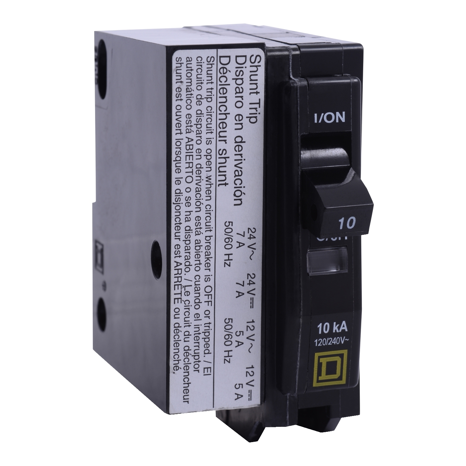 Mini circuit breaker, QO, 20A, 1 pole, 120/240VAC, 10kA, plug in, AC/DC shunt