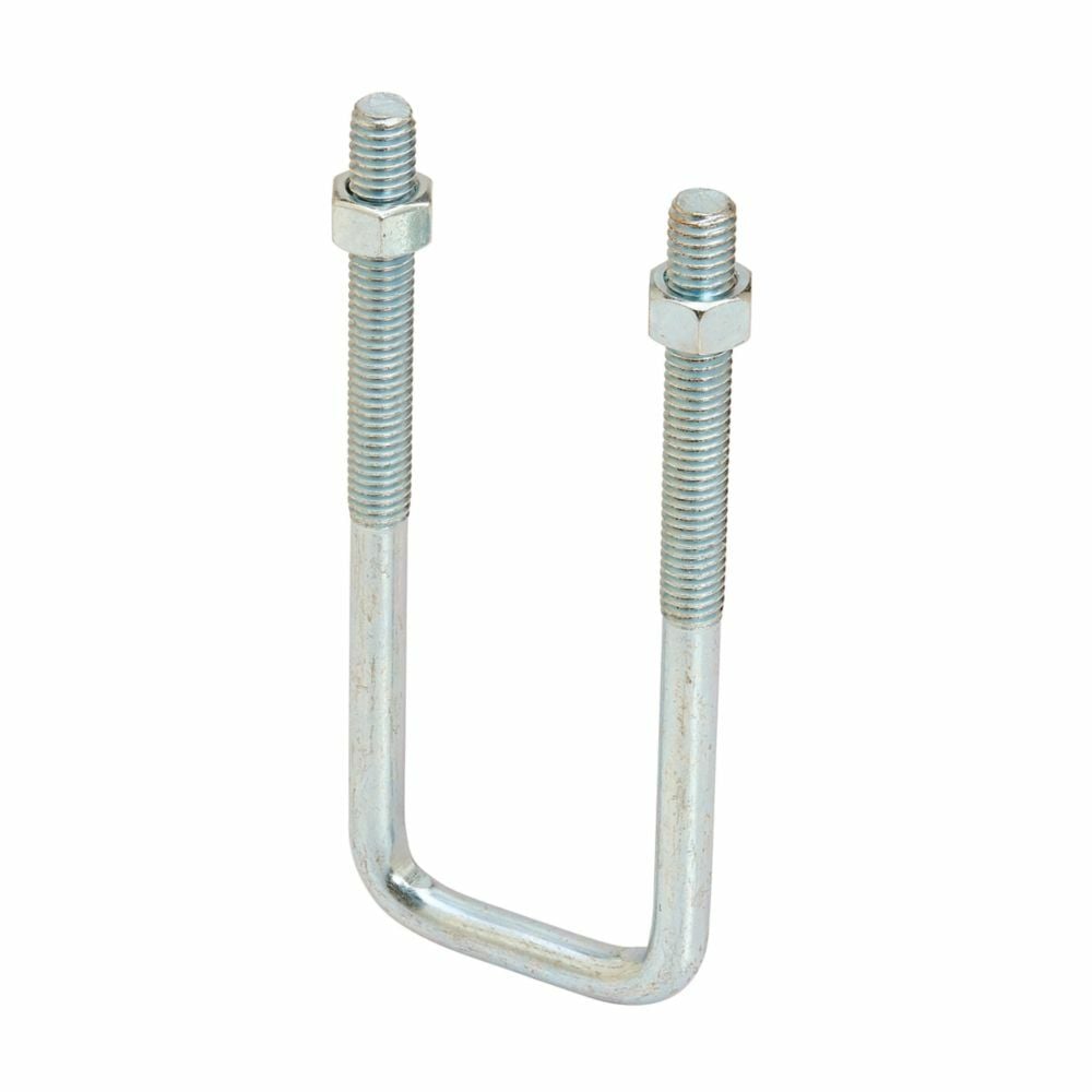 Eaton B-Line series U-bolt/J-bolt, 2.5"H x 3.3750"L x 1.6563"W, Steel, 3/8"-16 rod size, 3/8"-16 screw size, 2.5"thread len, Square u-bolt
